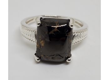 Silver Shungite Ring In Sterling Silver