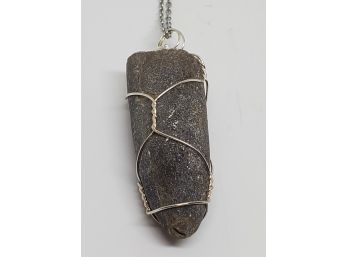 Fish Fossil Pendant Necklace In Stainless