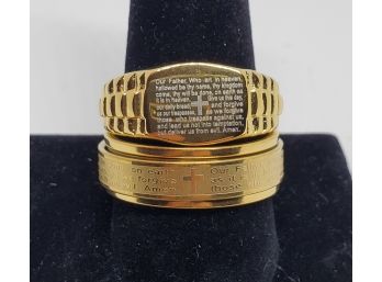 Lot Of 2 Lords Prayer Mens Rings