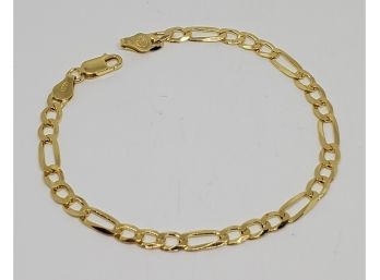 Italian 14k Yellow Gold Over Sterling Figaro Bracelet