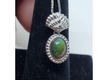 Black Ethiopian Opal, Sterling Pendant & Chain