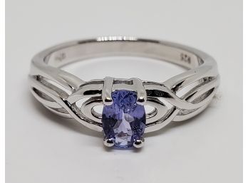 Stunning Tanzanite Ring In Platinum Over Sterling