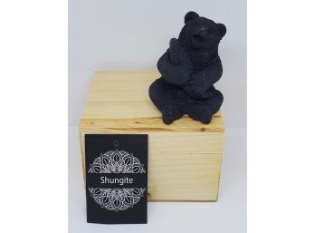 Shungite Composite Bear Figurine With Wooden Box