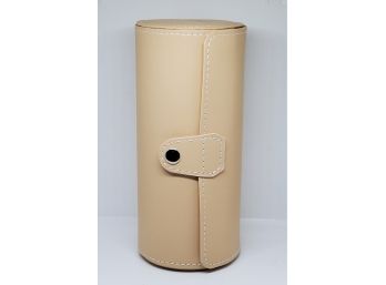 Beige Faux Leather Roll Style Jewelry Box