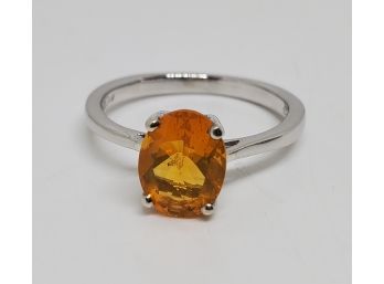 Fire Opal Ring In Platinum Over Sterling