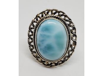 Oval Larimar Sterling Silver Ring