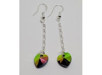 Sterling Silver Over Dangle Swarovski Crystal Earrings