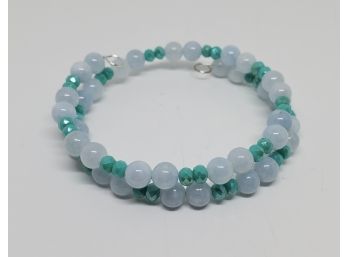 Aquamarine & Chinese Crystal Coil Bracelet