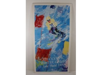 Leroy Neiman Hand Signed 1980 Olympics Official Poster - Downhill Skier