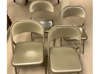 Metal Folding Chairs Lot Of Four Sturdy Steel Frame