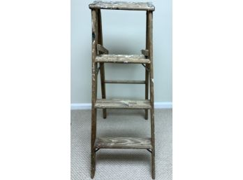 Vintage Sturdy 3 Step Wood Folding Ladder