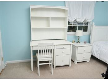 Pottery Barn Style Desk, Chair And Beadboard Hutch