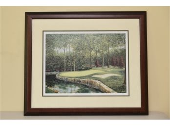 Framed Signed Patrick Antonielle (american, 20th Century) Lithograph Of Leewood Golf Course 11th Hole  19/300