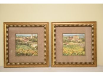 Pair Of Michael Longo (American) 'Provincial Village III' And 'Provincial Village IV' Framed Prints