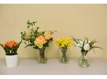 Four Decorative Faux Flower Centerpieces