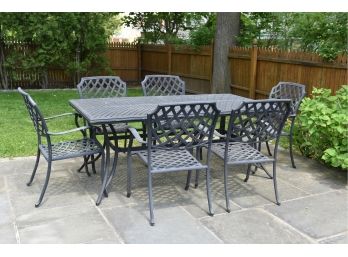 Fortunoff Cast Aluminum Six Chair Patio Set With Table