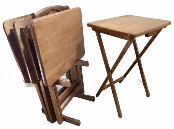 Vintage Folding Snack Table Set