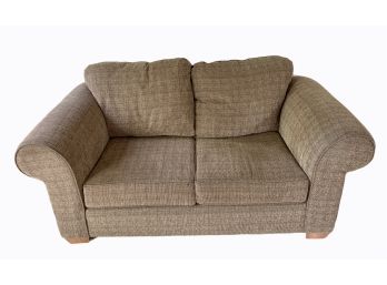 Comfortable Tweed Loveseat In Neutral Tawny Brown Tones