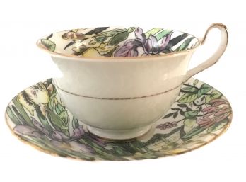 Taylor & Kent Iris Gold Rimmed Bone China Cup & Saucer