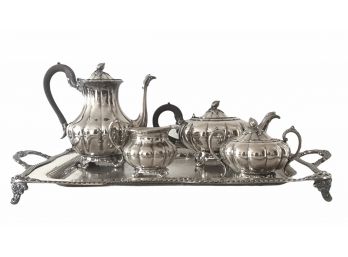 Vintage Silver Plate Tea And Coffee Set - Melon, Sheffield Design, Reproduction By Community