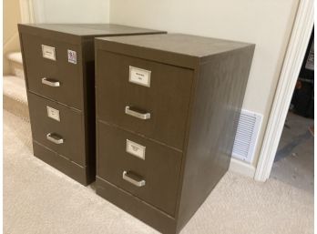 Two Vintage Metal File Cabinets