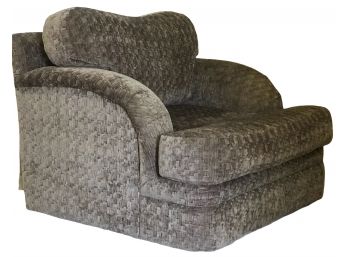 Bernhart Oversized Fabric Swivel Chair In Soft Gray/Green Chenille Like Fabric