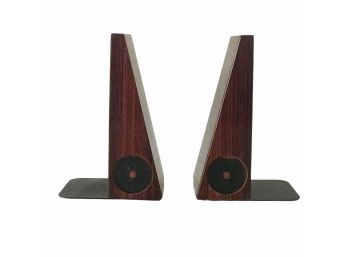 A Pair Of Brazilian Rosewood And Brass Bookends From BTS Solid Brass Specialties