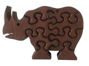 MCM Vintage Wooden Rhino Free Standing Puzzle