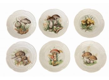 Vintage French Mushroom Decorated Appetizer / Cocktail Plates