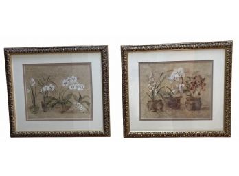 Pair Of Framed Floral Prints By Cheri Blum