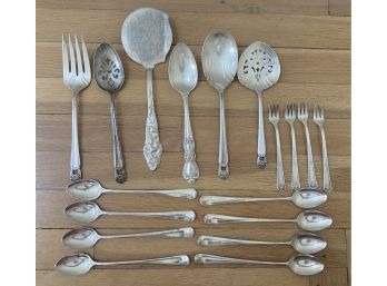 Silver Plate Serving Pieces Plus Ice Tea Spoons