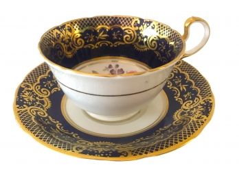 Aynsley Bone China Cobalt And Gold Cup &Saucer