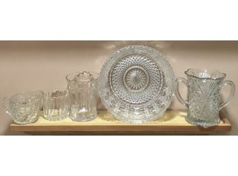 Five Piece Collection Of Cut Crystal & Pressed Glass