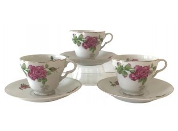 Trio Of Three Tea Cups And Saucers