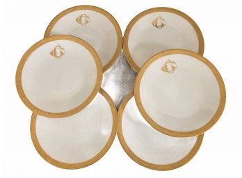 Six P & P Limoges  Gold Rimmed Salad Plates