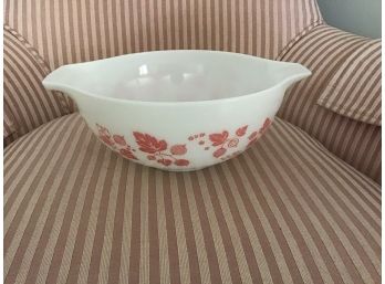Vintage Pyrex Mixing Bowl In White And Pink