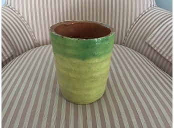 Vintage Pottery Pot In Lemon And Lime