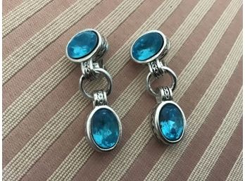 Aqua And Silvered Earrings