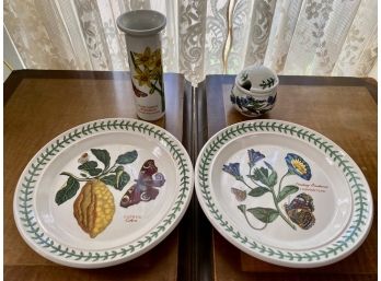 Portmerion Salad Plates, Vase & Mustard Jar (4)