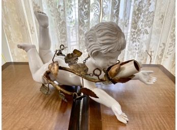 French Victorian Porcelain Cherub Chandelier