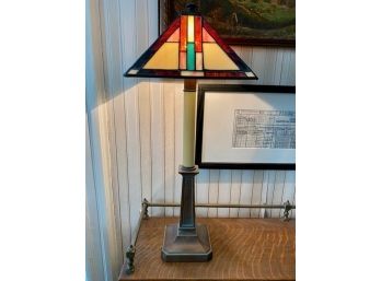 Tiffany Style Leviton Leaded Glass Table Lamp