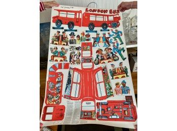 London Bus Cut-out Sheet, Red Grooms, '84