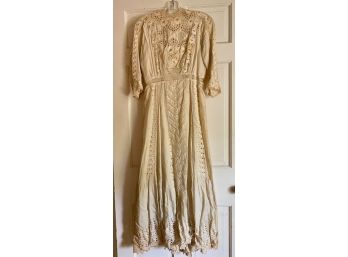 Antique Cotton And Lace Wedding Dress