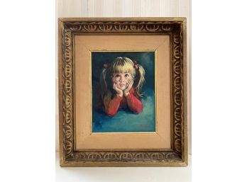 Oil On Canvas, Young Girl, Signed Belfiore