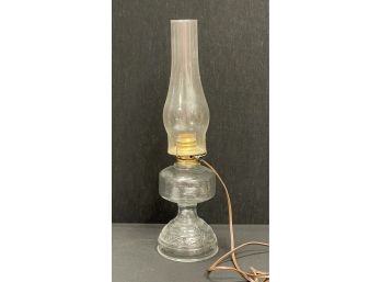 A Vintage Glass Hurricane Lantern Lamp