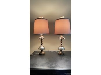 Glass Lamp Pair With Shades