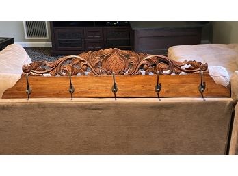 Carved Wood Wall Hanging Coat Rack Indonesia