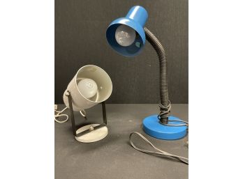 Blue Goose Neck Desk Lamp & MCM Spot Lamp With  Swivel Base