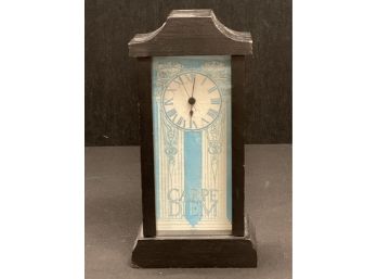 Carpe Diem Wood Book Shelf Clock Battery