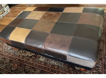 Multicolor Leather Square Patch Large Ottoman